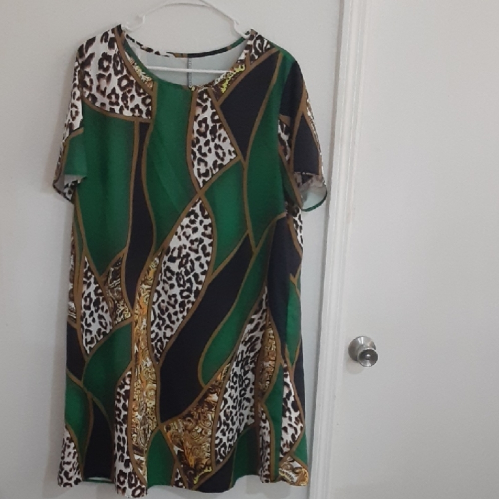 UNK Green and Black Patterned Women's Dress
